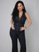 Blau 1970er Baumwolle Denim Ausgestellter Jumpsuit