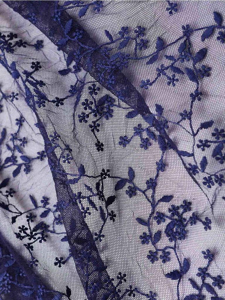 2PCS Dunkelblau 1950er Oktoberfest Dirndl Blumen Schnürung Kleid & Schürze