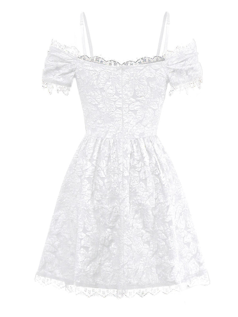 1950er Gothic Halloween Spinnennetz & Kreuz Strukturiert Kleid