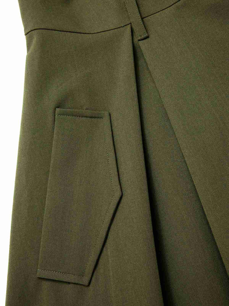 Grün 1950er V-Ausschnitt Taschen Gürtel Weste Kleid