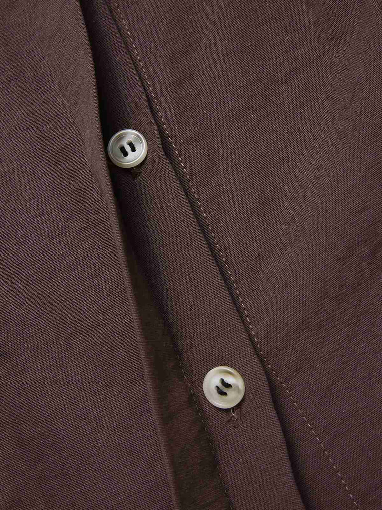 [Vorverkauf] Braun 1950er Solide Laternenhülle Revers Bluse