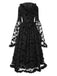 Schwarz 1940er Schläger Netz Roh Saum Hexe Cape Kleid