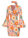 [Vorverkauf] Multicolor 1960er Gänseblümchen Glockenärmel Hippie Kleid
