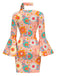 [Vorverkauf] Multicolor 1960er Gänseblümchen Glockenärmel Hippie Kleid