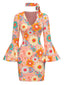 [Vorverkauf] Multicolor 1960er Gänseblümchen Glockenärmel Hippie Kleid