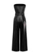 1940er PU Leder Gürtel Trägerlos Jumpsuit