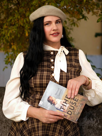 Braun 1960er Plaid Bogen Tie Taste Swing Kleid