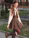Braun 1960er Plaid Bogen Tie Taste Swing Kleid