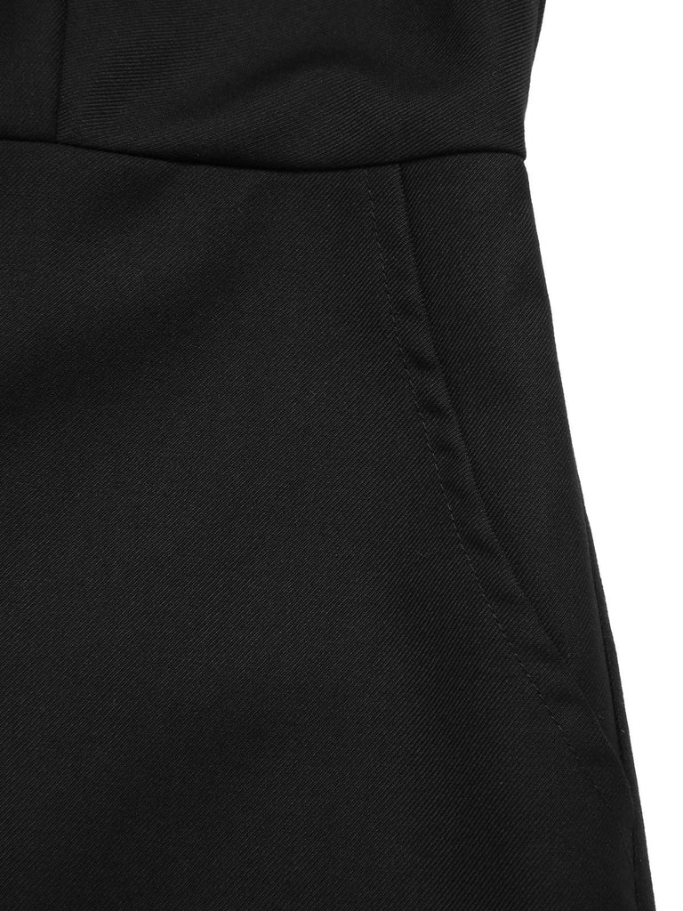 2PCS Schwarz 1950er Gothic Schläger Romper & Cover-Up