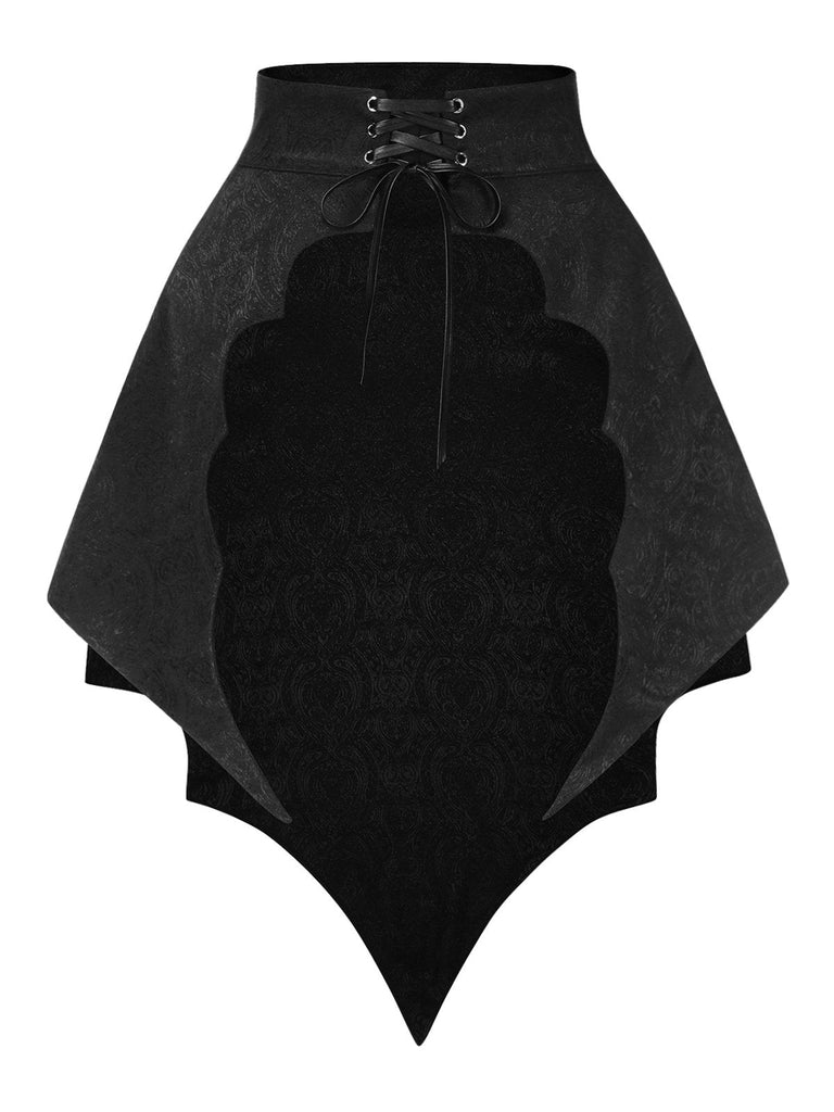 2PCS Schwarz 1950er Gothic Schläger Romper & Cover-Up