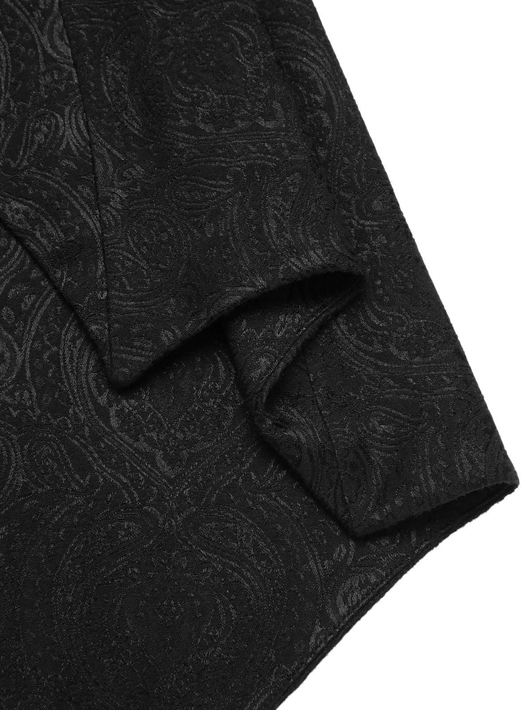 Schwarz 1950er Gothic Schläger Jacquard Cover-Up