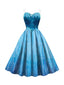 Blau 1950er Elsa Pailletten Schneeflocke Träger Kleid