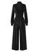 1950er Solide Schlüsselloch Hoher Hals Samt Jumpsuit