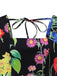 Schwarz 1930er Quadratischer Hals Blumen Maxi Kleid
