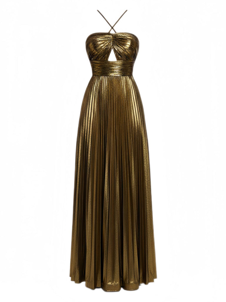 1930er Metallisch Kreuzen Halter Falten Kleid