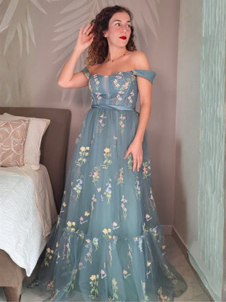 1930er Blumen Netz Stäbchen Schnürung Kleid