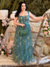 Grün 1930er Blumen Netz Stäbchen Schnürung Kleid