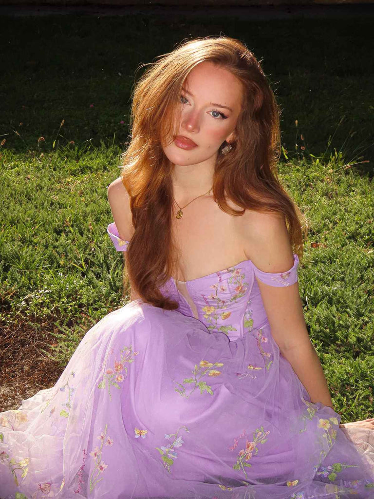 Gelb 1930er Blumen Netz Stäbchen Schnürung Kleid