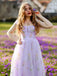 Lila 1930er Blumen Netz Stäbchen Schnürung Kleid