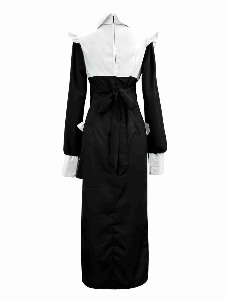 Schwarz & Weiß 1960er Farbblock Nonne Cosplay Kleid