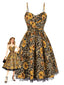 1950er Slip Leopard Sonnenblume Schmetterlinge Spitze Kleid