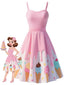 Blassrosa 1950er Eiscreme Herzförmiger Hals Kleid