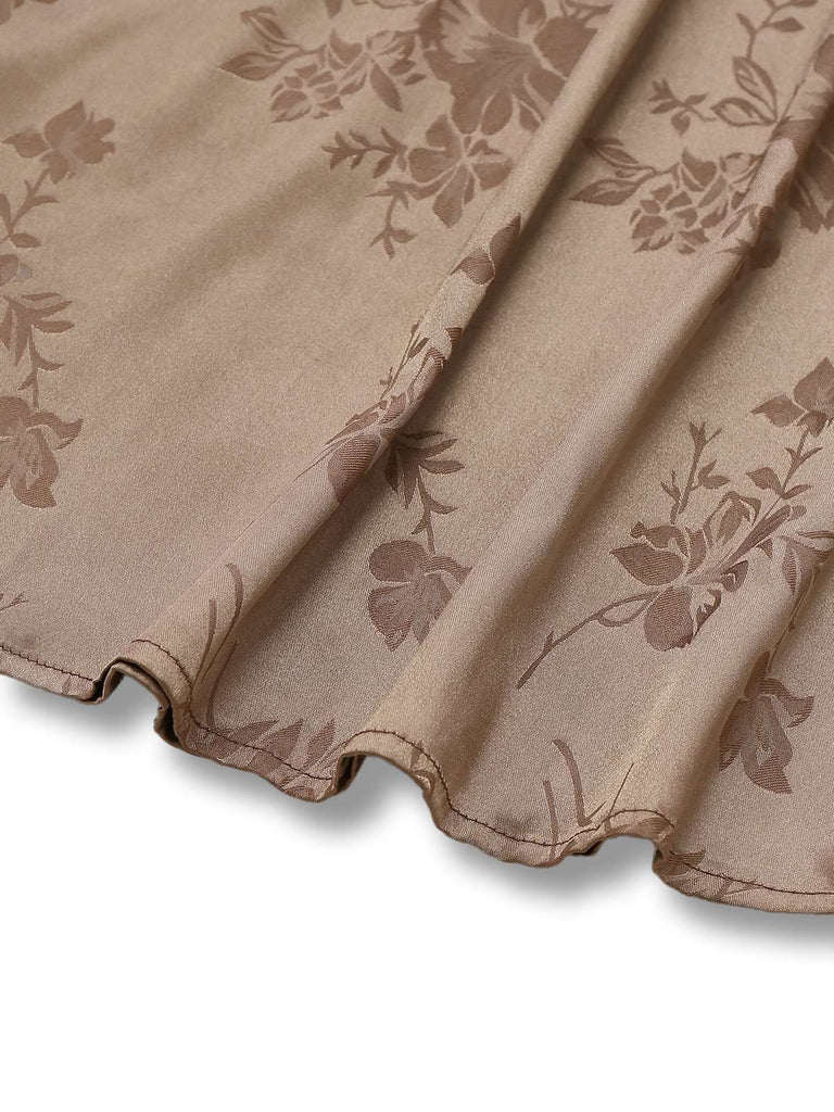 1930er Solide Satin Blumen Jacquard Slip Meerjungfrauen Kleid