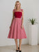 Rot 1950er Schulterkrawatte Gingham Plaid Kleid