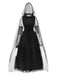 Schwarz 1980er Halloween Netz Patchwork Kleid Mit Cape