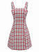 Rot 1960er Plaid Tweed Weste Kleid