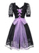 Schwarz 1950er Gothic Hexe Braut Spitze Besticktes Kleid
