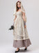 Beige 1930er Halloween Vampir Braut Spitze Kleid Set