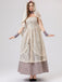 Beige 1930er Halloween Vampir Braut Spitze Kleid Set