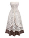 Beige 1930er Halloween Vampir Braut Spitze Kleid Set