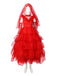 Rot 1950er Halloween Geisterbraut Dots Kleid Set