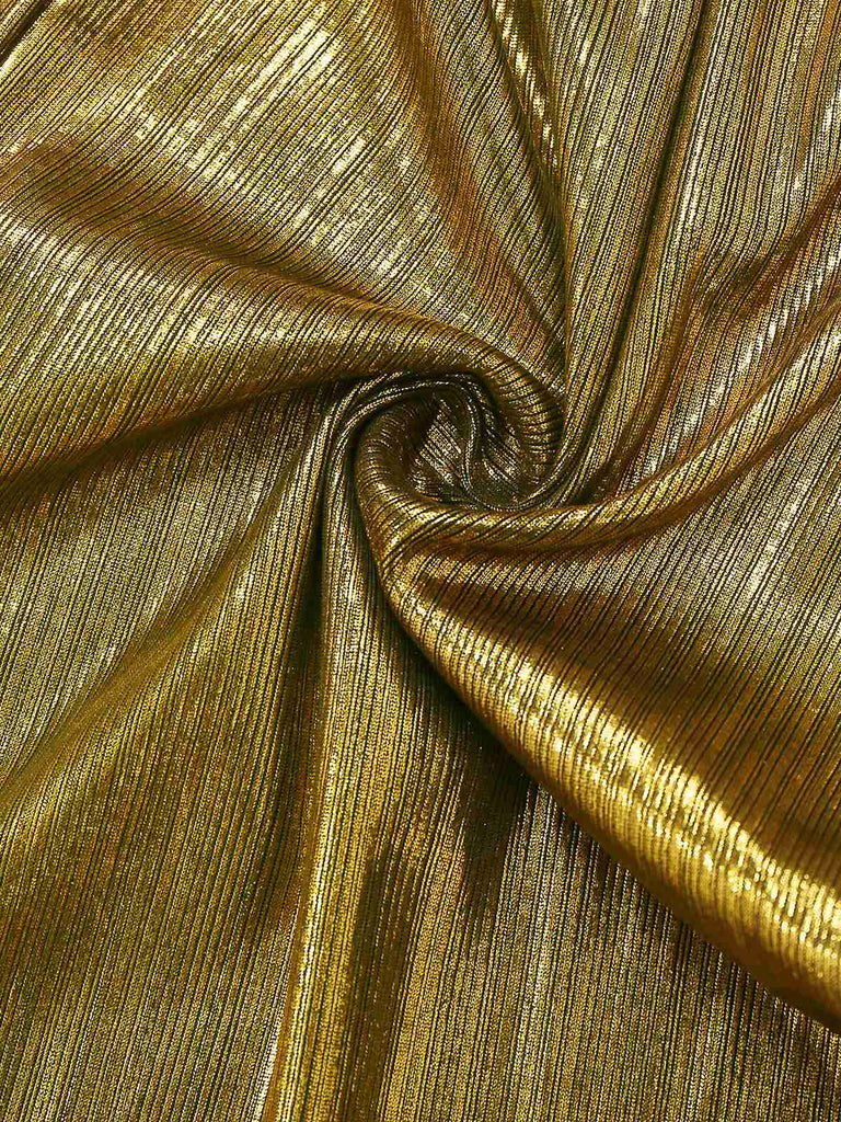 Gold 1930er Metallisch Stoff V-Ausschnitt Jumpsuit