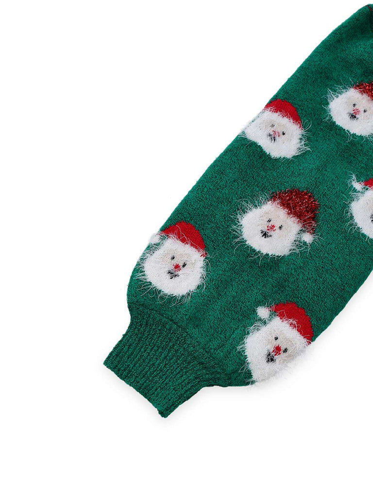 Grün 1960er Weihnachten Santa Claus Pullover Kleid