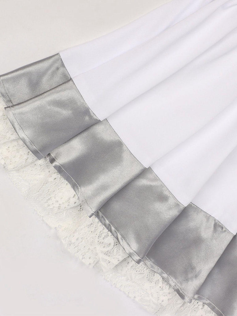 Silber 1960er Halloween IT Pennywise Streifen Puffärmel Flaumig Kleid