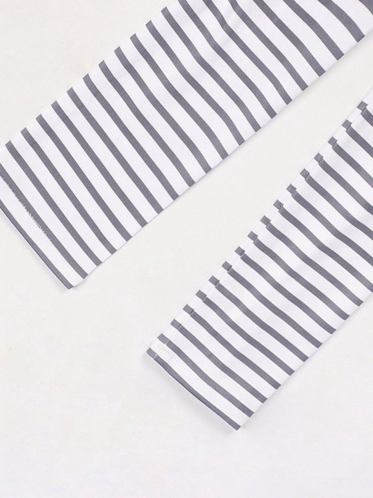 Silber 1960er Halloween IT Pennywise Streifen Puffärmel Flaumig Kleid