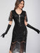 Schwarz 1920er Rundhalsausschnitt Pailletten Tassels Charleston Kleid