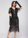 Schwarz 1920er Rundhalsausschnitt Pailletten Tassels Charleston Kleid