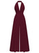 1970er Tief-V-Ausschnitt Solide Super Weitbein Jumpsuit