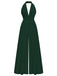 1970er Tief-V-Ausschnitt Solide Super Weitbein Jumpsuit