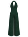 1970er Tief-V-Ausschnitt Solide Super Weitbein Jumpsuit