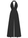 1970er Tief-V-Ausschnitt Solide Super Weitbein Jumpsuit