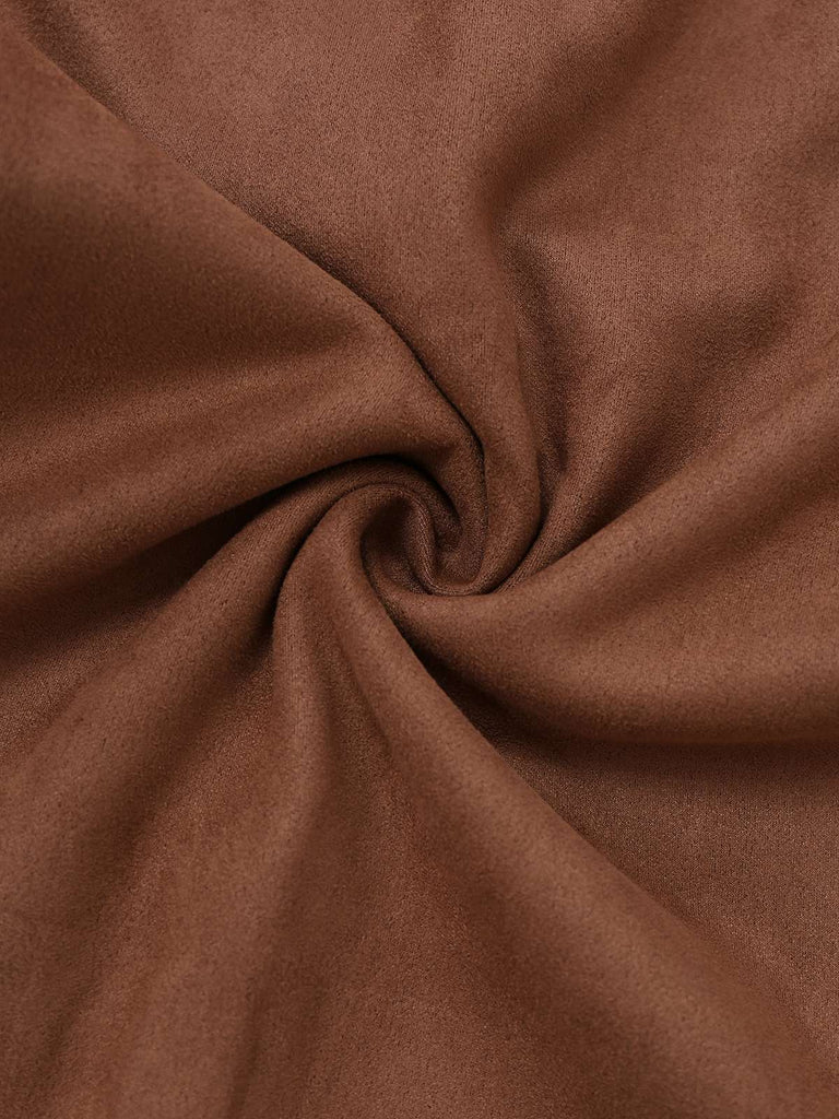 Braun 1950er Wildleder Revers Zweireihig Trench Mantel