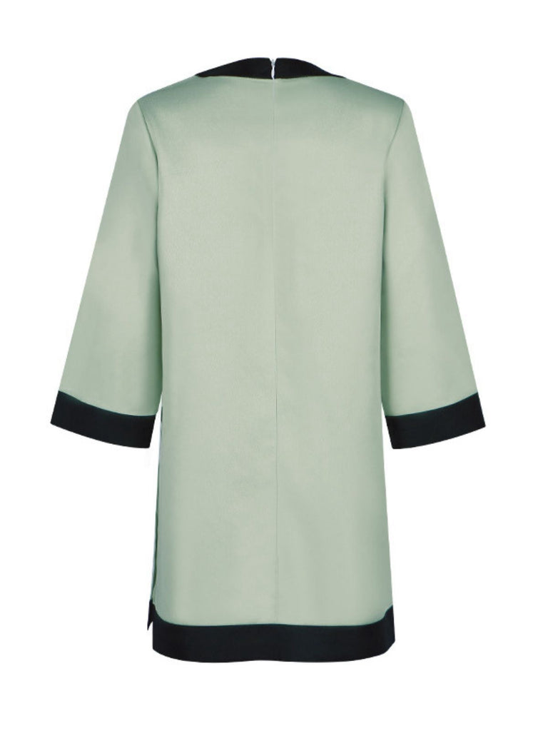 Grün 1970er Queen's Gambit Bogen A-Linie Kleid