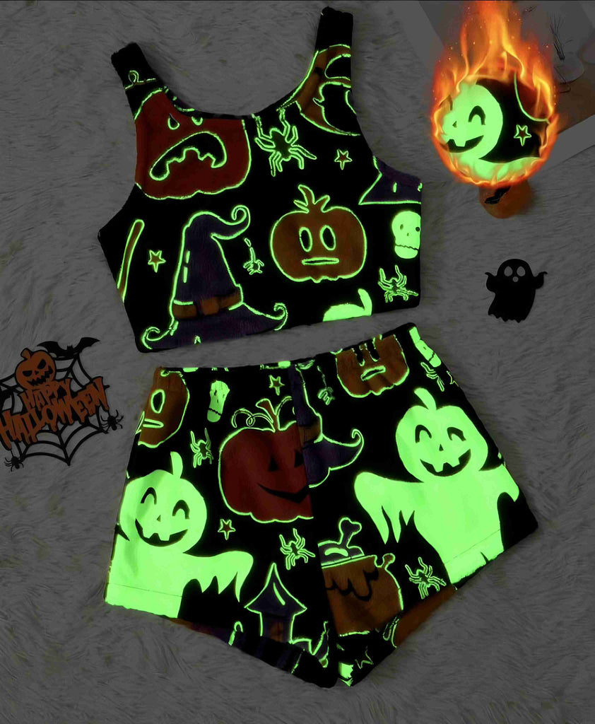 1970er Halloween Flanell Graffiti Glow-in-the-Dark Pyjama