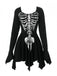 Schwarz 1980er Halloween Schädel Drucken Mini Kleid
