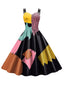 [Vorverkauf] Schwarz 1950er Nightmare Before Christmas Sally Farbblock Kleid